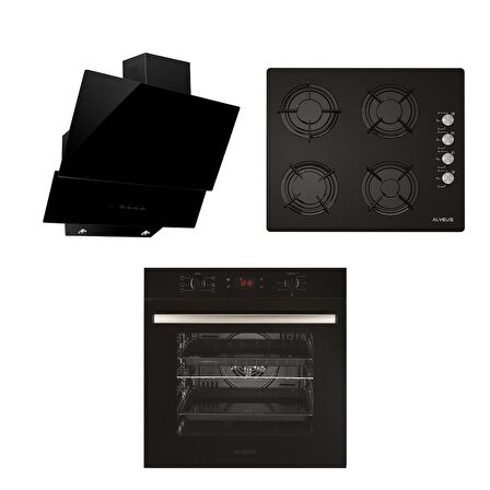 Alveus Premium MFA 627 - GLS 640 - MOD 3000 3'lü Siyah Ankastre Set