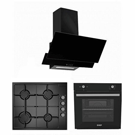 EXEP  BASİC EĞİK SİYAH  3 LÜ ANKASTRE SET (ED401-EO330-EF200)