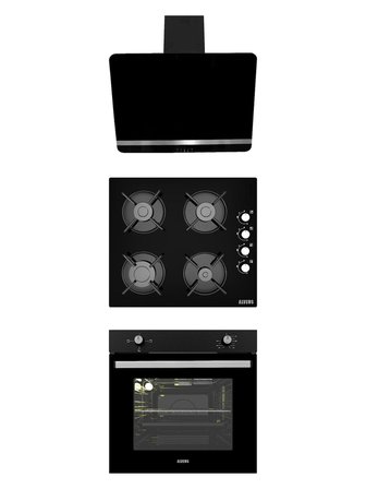 ALVEUS NEW 604 SİYAH CAM 3'LÜ ANKASTRE SET [BİNDESİT-GLS640-MFA604]