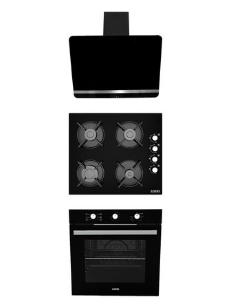 ALVEUS NEW 614 SİYAH CAM 3'LÜ ANKASTRE SET [BİNDESİT-GLS640-MFA614]