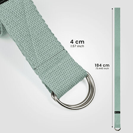 Rebuwo Su Yeşili Yoga Kemeri, Doğal Pamuk 184 cm,Yoga ve Pilates İçin İdeal, Aqua Green Cotton Yoga Strap 