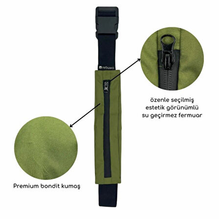 Rebuwo Çok Fonksiyonlu Sporcu Bel Çantası Koyu Yeşil