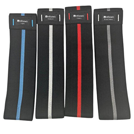 Rebuwo Direnç Bandı Dörtlü Squat Band Dokuma Direnç Bandı Lastiği Seti