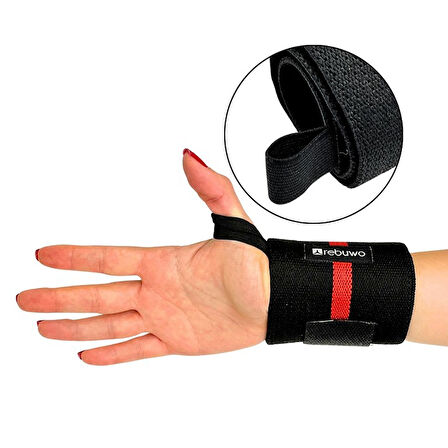 Rebuwo Güç Bilekliği Kırmızı (Orta Sert),Halter ve Vücut Geliştirme için Bilek Desteği 2 Adet