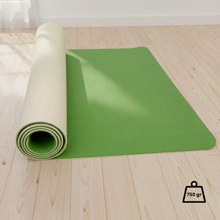 Rebuwo Çift Taraflı Armonia Collection Yoga Pilates Matı 6mm Kaymaz Hafif Taşınabilir – Yeşil & Krem