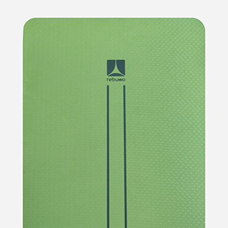 Rebuwo Çift Çizgi Tasarımlı Armonia Collection Yoga Pilates Matı 8 mm Kaymaz Hafif Taşınabilir - Koyu Yeşil