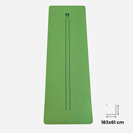 Rebuwo Çift Çizgi Tasarımlı Armonia Collection Yoga Pilates Matı 8 mm Kaymaz Hafif Taşınabilir - Koyu Yeşil