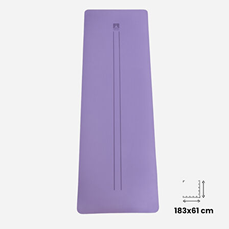 Rebuwo Çift Çizgi Tasarımlı Armonia Collection Yoga Pilates Matı 8 mm Kaymaz Hafif Taşınabilir - Koyu Lila