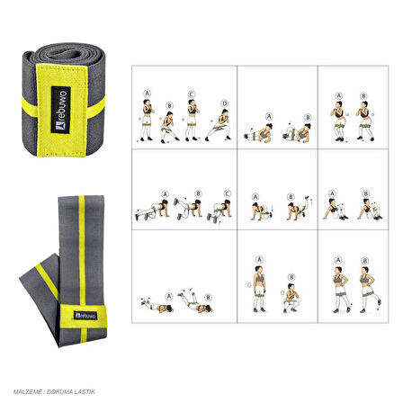 Rebuwo Squat Bant Pilates Fitness Spor Kalça Egzersizleri Direnç Bandı Direnç Lastiği 35 CM