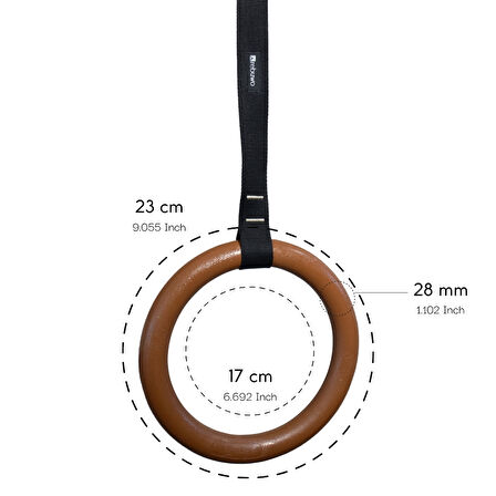 Kademeli Halatlı Barfiks Halkası Kahverengi Jimnastik Halkası Siyah Kayış (5 Kademeli)