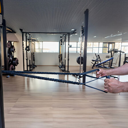 Rebuwo Direnç Egzersiz Lastiği – 13.5Kg 30LBS Fitness ve Güç Antrenman Lastiği,420cm Lastikli Siyah Elcikli Hortum Kolon