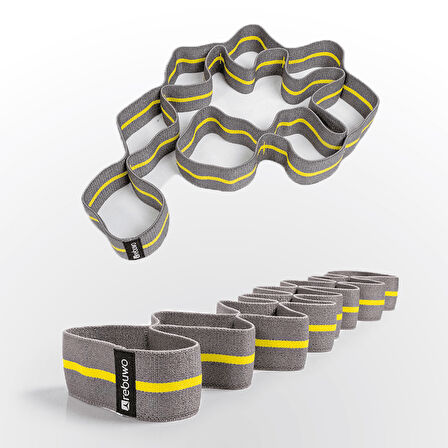 Rebuwo Sekiz Kademeli Pilates Bandı Direnç Bandı Yoga Lastiği Esneme Kayışı Seti