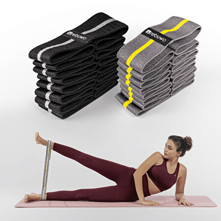 Rebuwo Sekiz Kademeli Pilates Bandı Direnç Bandı Yoga Lastiği Esneme Kayışı Seti