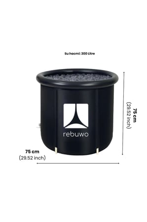 Sporcu Buz Küveti 300 L 75×75 cm–Kompakt Soğuk Su Terapisi Katlanabilir Dayanıklı Taşınabilir Küvet