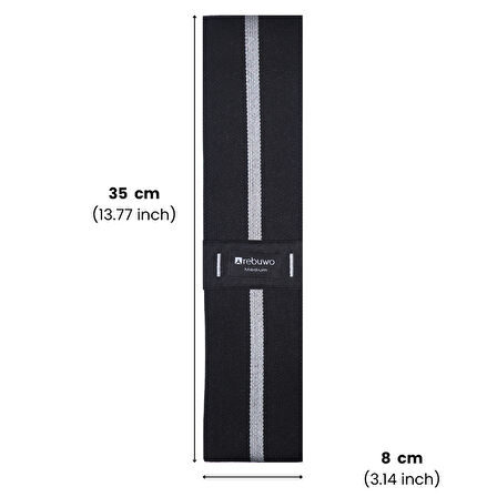 Rebuwo Medium Squat Direnç Bandı 35x8 cm Kaymaz Fitness Egzersiz Lastiği – Siyah & Açık Gri