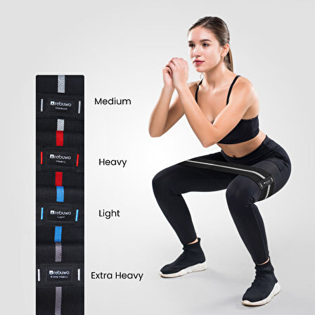 Rebuwo Medium Squat Direnç Bandı 35x8 cm Kaymaz Fitness Egzersiz Lastiği – Siyah & Açık Gri