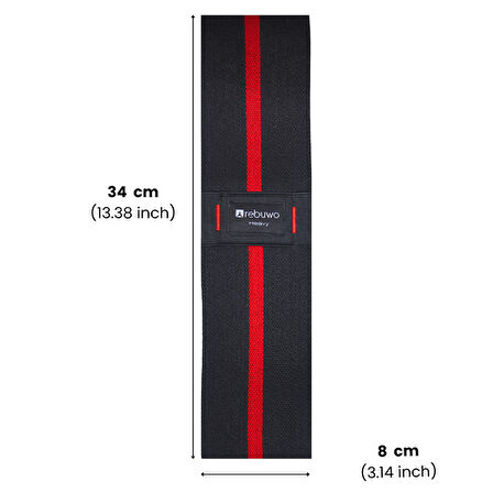 Rebuwo Heavy  Squat Direnç Bandı 34x8 cm Kaymaz Fitness Egzersiz Lastiği – Siyah & Kırmızı