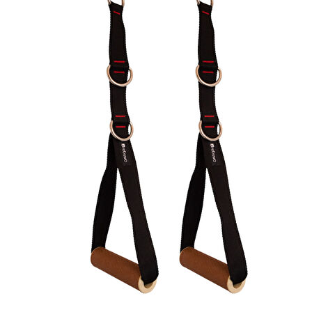 Rebuwo 3 Kademeli Ayarlanabilir Cable Cross Elciği (1 Çift) - Kahverengi Tutacaklı Siyah Fitness Ağırlık Çekiş / Reform Egzersiz Aparatı 44cm