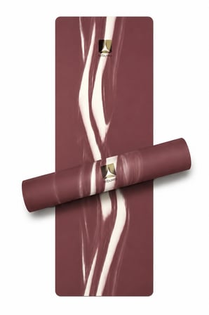 Doğal Kauçuk Kaydırmaz Yoga ve Pilates Matı 5 mm - Bordo Desenli