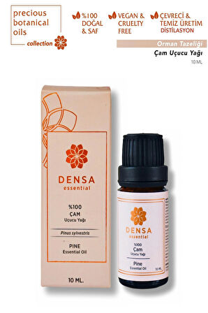 Densa Essential %100 Saf & Doğal Çam Uçucu Yağı 10 Ml Buhurdanlık Difüzör Aromaterapi Mum Masajı Cilt Saç Bakımı