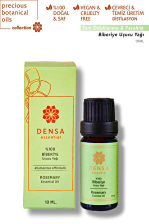 Densa Essential %100 Saf & Doğal Biberiye Uçucu Yağı 10 Ml Buhurdanlık Difüzör Aromaterapi Mum Masajı Cilt Saç Bakım