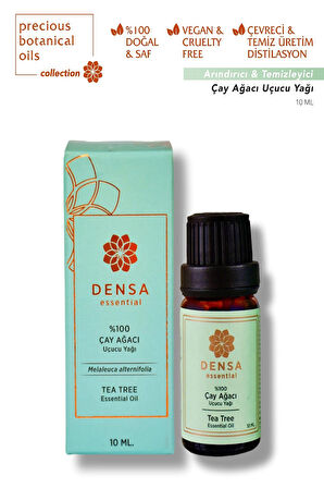 Densa Essential %100 Saf & Doğal Çay Ağacı Uçucu Yağı 10 Ml Buhurdanlık Difüzör Aromaterapi Mum Masajı Cilt Saç