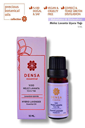 Densa Essential %100 Saf & Doğal Melez Lavanta Uçucu Yağı 10 Ml Buhurdanlık Difüzör Aromaterapi Mum Masajı Cilt Saç Bakım