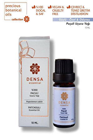 Densa Essential %100 Saf & Doğal Paçuli Uçucu Yağı 10 ml Buhurdanlık Difüzör Aromaterapi Mum Masajı Cilt Saç Bakımı