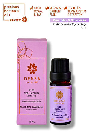 Densa Essential %100 Saf & Doğal Tıbbi Lavanta Uçucu Yağı 10 Ml Buhurdanlık Difüzör Aromaterapi Mum Masajı Cilt Saç Bakımı