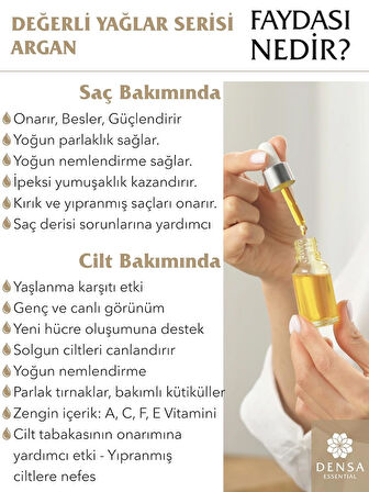 Densa Essential %100 Saf & Doğal Soğuk Sıkım Argan Yağı 100 ml Cilt & Saç Güçlendir Onar Aydınlat Yenile Parlat