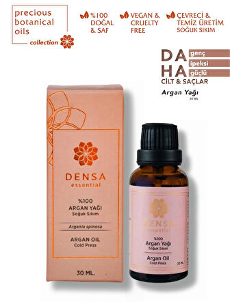 Densa Essential %100 Saf & Doğal Soğuk Sıkım Argan Yağı 30 ml Cilt & Saç Güçlendir Onar Aydınlat Yenile Parlat