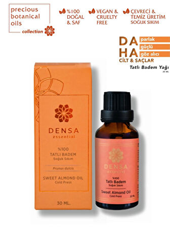 %100 Saf ve Doğal Tatlı Badem Yağı Soğuk Sıkım 30 ml