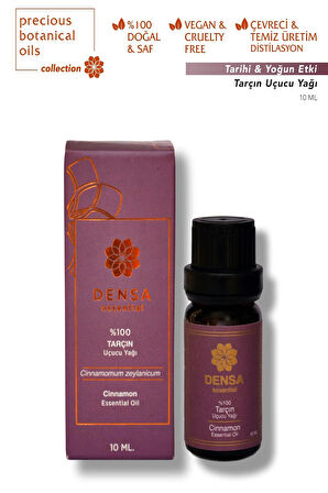 Densa Essential %100 Saf & Doğal Tarçın Uçucu Yağı 10 ml Buhurdanlık Difüzör Aromaterapi Mum Masaj Cilt Saç Bakımı