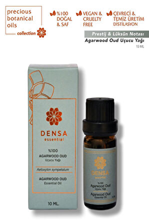 Densa Essential %100 Saf & Doğal Agarwood Oud Uçucu Yağı 10 ml Buhurdanlık Difüzör Aromaterapi Mum Masajı Cilt Saç