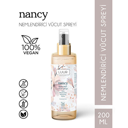 Nancy Vücut Spreyi Simli, Işıltılı Uzun Süre Kalıcı Koku, Nemlendiricili 200 ml