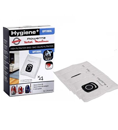 Rowenta Silence Force Uyumlu 4a Ro6493 Hygiene+ 4'lü Toz Torbası Zr200540