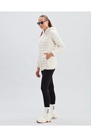 Skechers W Essential Midi Length Hooded Jacket Kadın Mont S212276-102 Off White