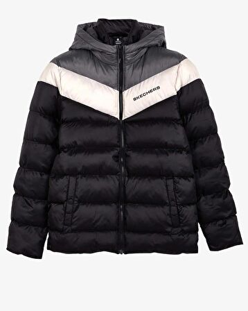 Skechers M Outerwear Colorblock Padded Jacket SİYAH Erkek Mont