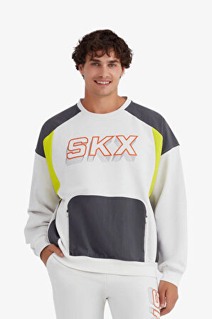 Skechers M LW Fleece Crew Neck Sweatshirt Erkek Gri Sweatshirt S232277-032