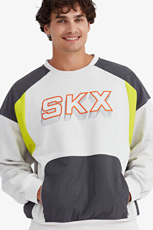 Skechers M LW Fleece Crew Neck Sweatshirt Erkek Gri Sweatshirt S232277-032