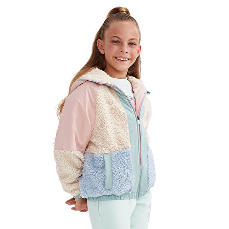 Outdoor Fleece Full-Zip Sherpa Çocuk Pembe Günlük Stil Ceket SK232176-590