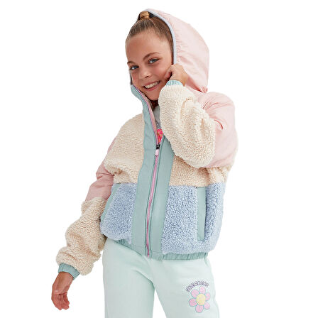 Outdoor Fleece Full-Zip Sherpa Çocuk Pembe Günlük Stil Ceket SK232176-590