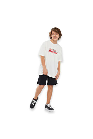 Skechers Sk241020 Graphic Tee Sleeve Kırık Beyaz Çocuk T-Shirt