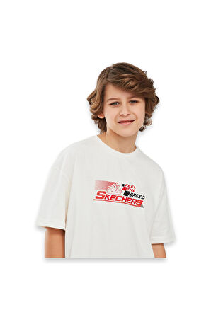 Skechers Sk241020 Graphic Tee Sleeve Kırık Beyaz Çocuk T-Shirt
