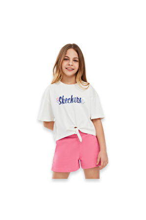 Skechers Sk241045 Graphic Tee G Sleeve Kırık Beyaz Çocuk T-Shirt