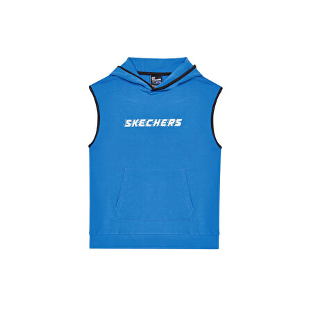 Lightweight Fleece Two Yarn B Sleeveless Hoodie Sweatshirt Büyük Erkek Çocuk Mavi Sweatshirt SK24111