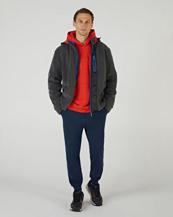 M Outdoor Fleece Full Zip Sherpa Gri ERKEK Sweatshirt