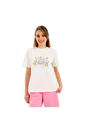 Skechers Sk2510115 G Regular Fit Graphic Tee Beyaz Çocuk T-Shirt