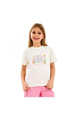 Skechers Sk2510115 G Regular Fit Graphic Tee Beyaz Çocuk T-Shirt