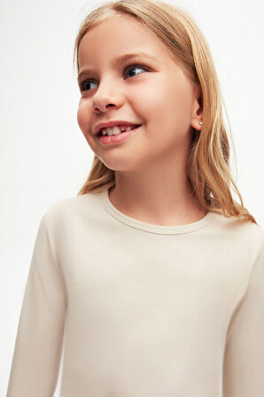 Taş Basic Mevsimlik Likralı Uzun Kollu Kız Çocuk Tişört